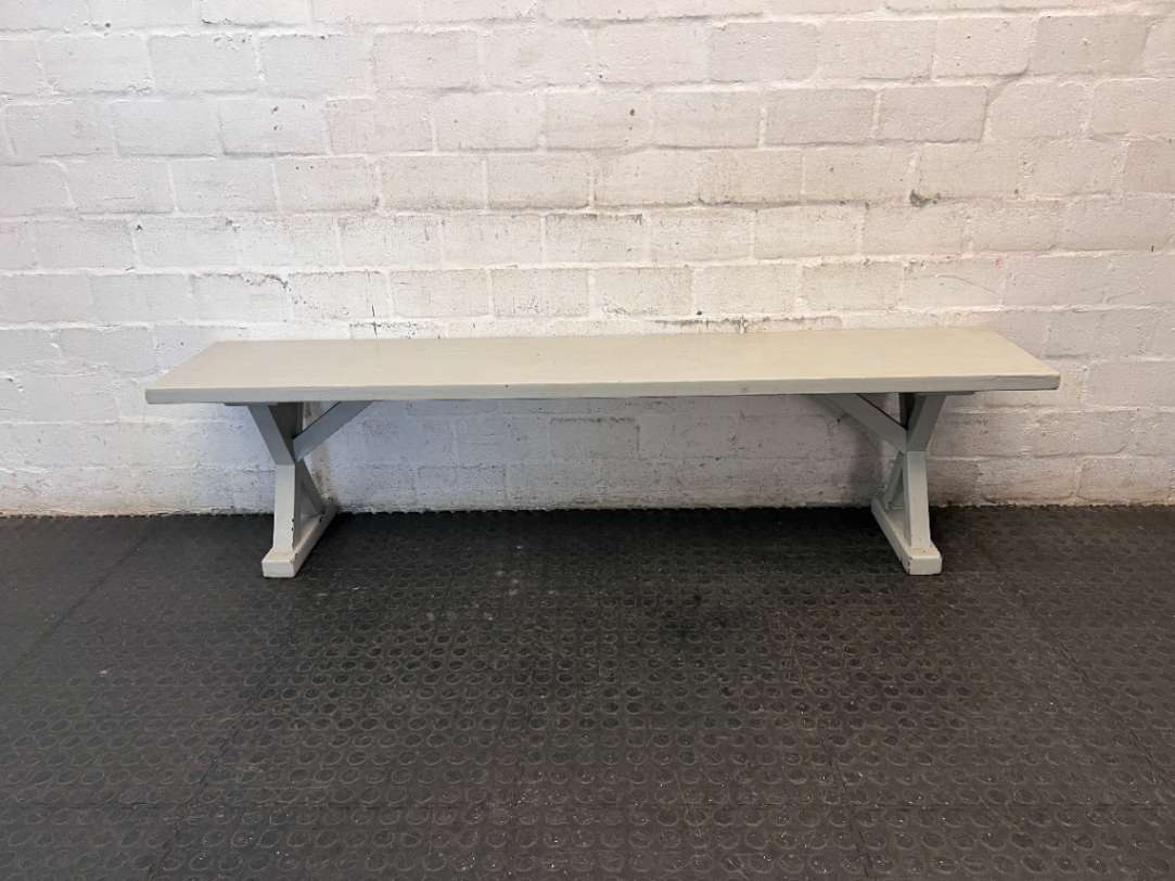 Neutral Grey Wooden X-Frame Bench