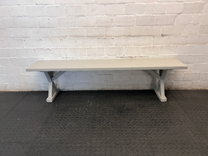 Neutral Grey Wooden X-Frame Bench