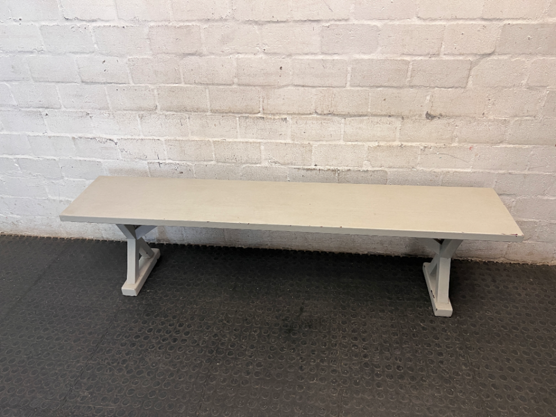 Neutral Grey Wooden X-Frame Bench