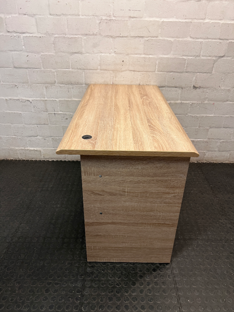 Oak Finish Office Desk with 3 Drawers — Brand New Condition