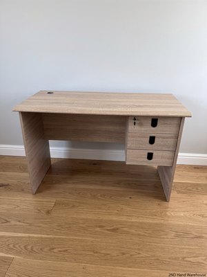 Oak Finish Office Desk with 3 Drawers — Brand New Condition