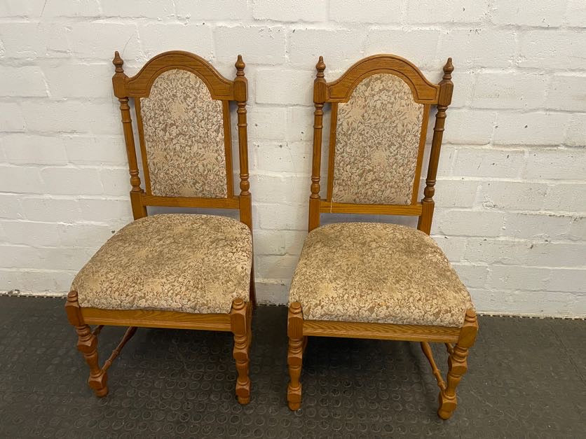 Oak Floral Cushioned Dining Room Chair (No Arm Rests) - PRICE DROP - 2ndhandwarehouse.com