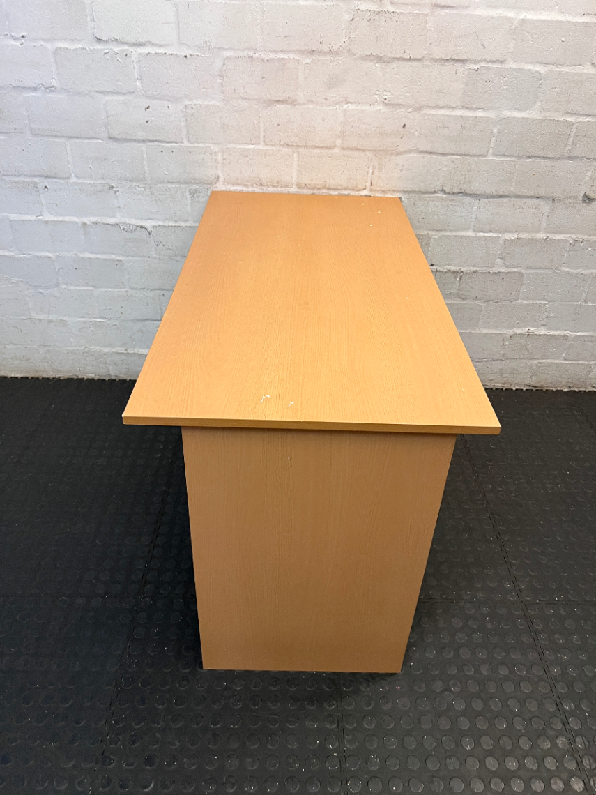 Oak-Tone Simple Office Desk — Paint Droplets on S - 2ndhandwarehouse.com