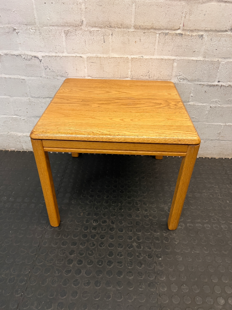 Oak Wood Square Side Table — Used; Fair C - 2ndhandwarehouse.com