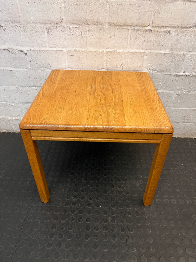 Oak Wood Square Side Table — Used; Fair C - 2ndhandwarehouse.com