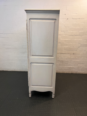 Ornate French Style Grey Carved Wardrobe — Scratch on Top F - 2ndhandwarehouse.com