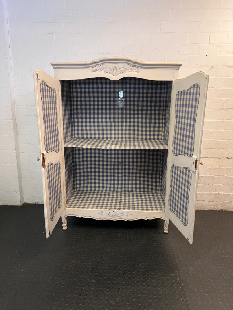Ornate French Style Grey Carved Wardrobe — Scratch on Top F - 2ndhandwarehouse.com