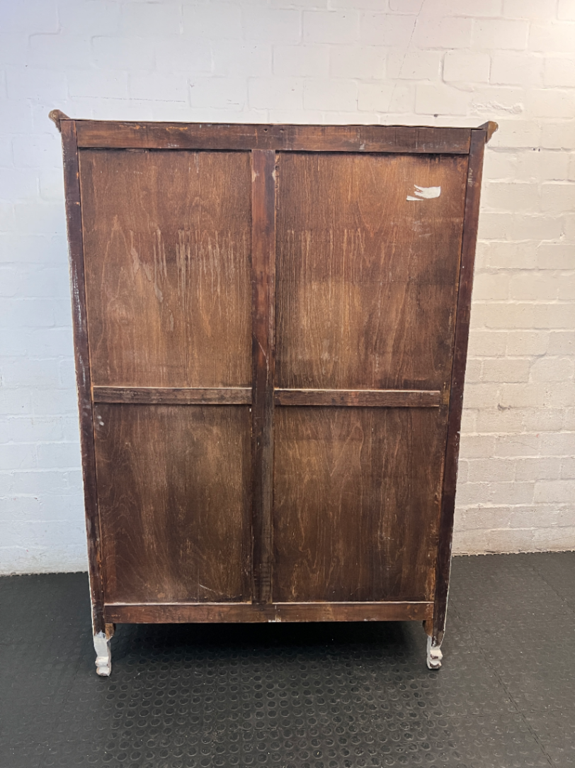 Ornate French Style Grey Carved Wardrobe — Scratch on Top F - 2ndhandwarehouse.com