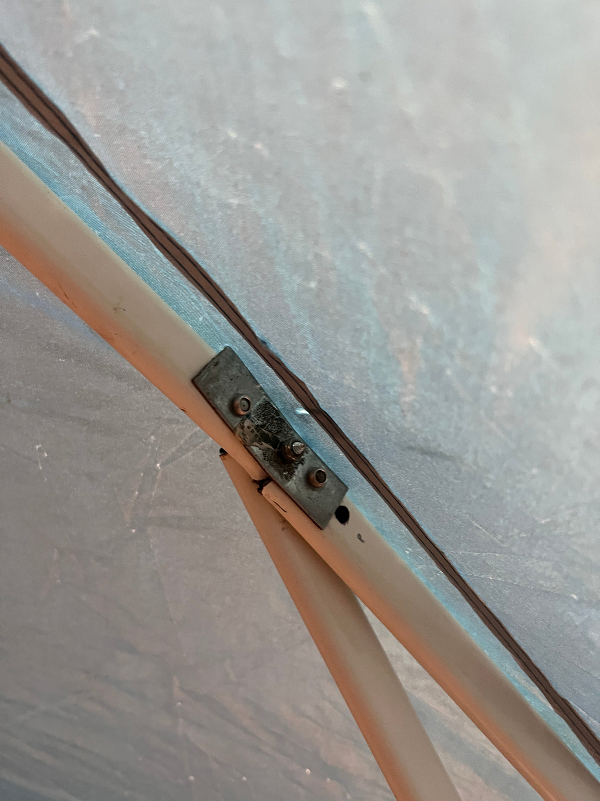 Out & About Blue and White Gazebo (Repaired Leg)