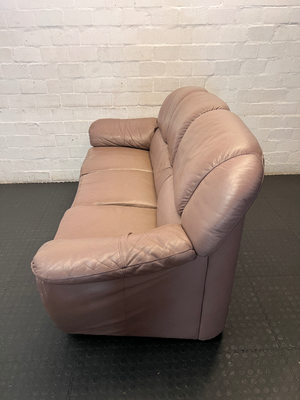 Padded Mauve-Brown 3 Seater Leather Couch - 2ndhandwarehouse.com