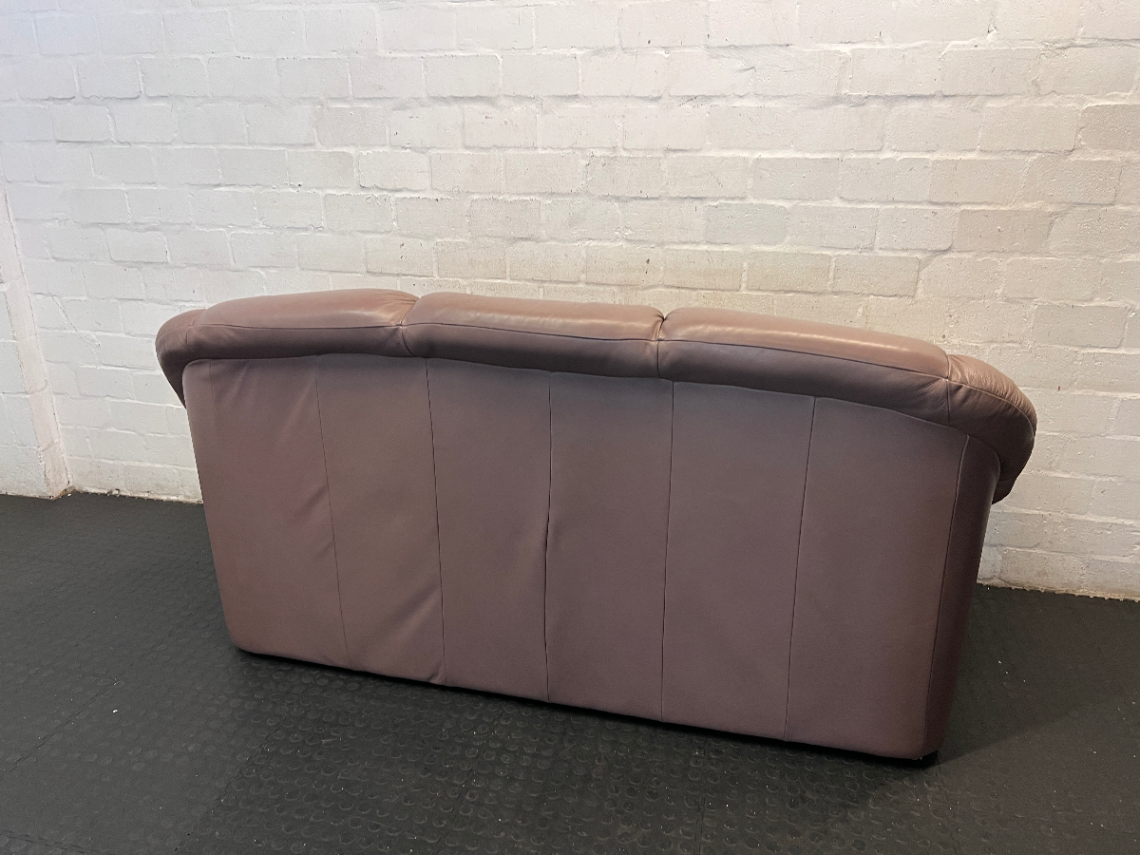 Padded Mauve-Brown 3 Seater Leather Couch - 2ndhandwarehouse.com