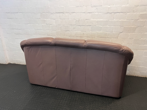 Padded Mauve-Brown 3 Seater Leather Couch - 2ndhandwarehouse.com