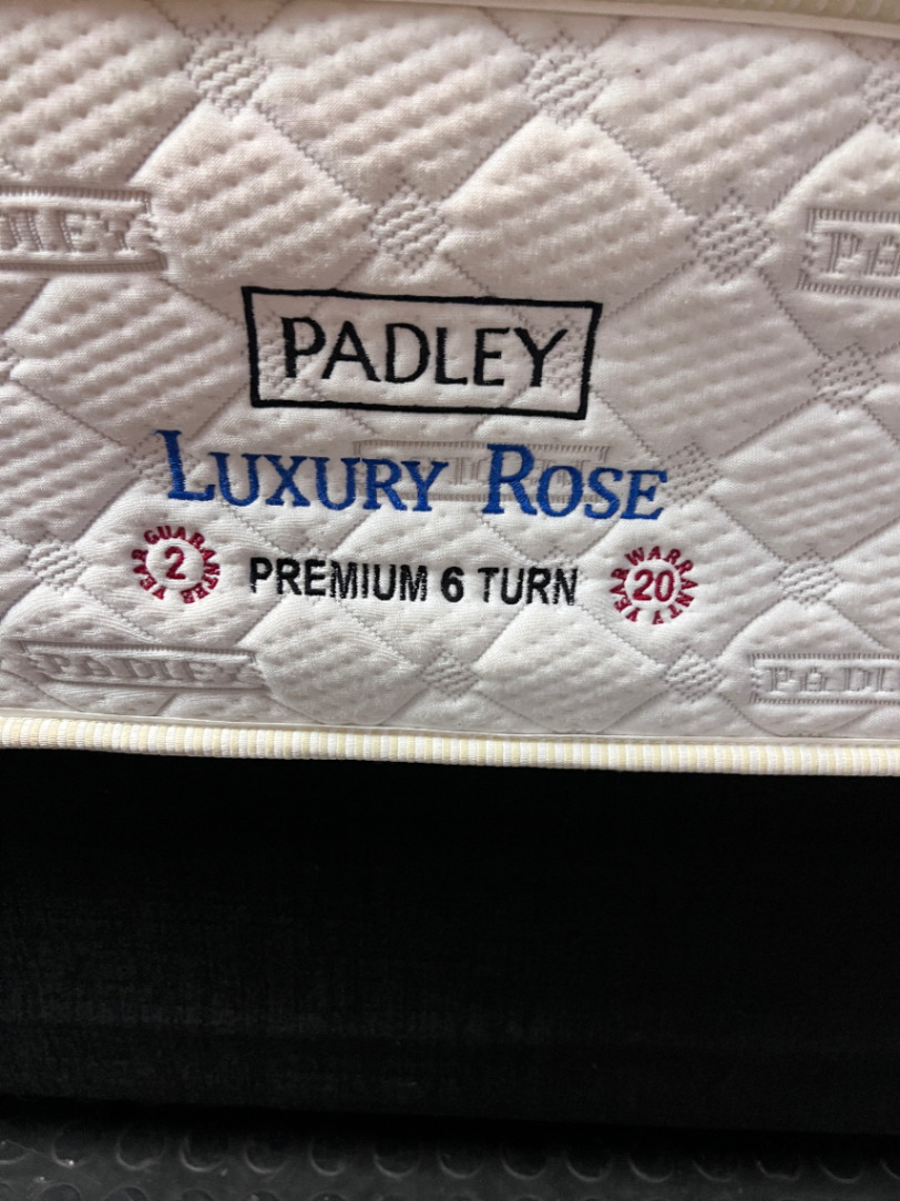 Padley Luxury Rose Queen Mattress and Black Base Set — Very Good Condition