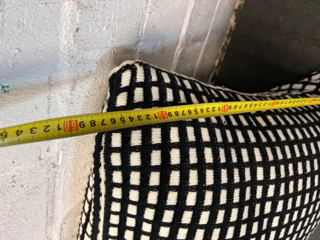 Pair of Black and White Check Woven Cushions (60x60) - 2ndhandwarehouse.com