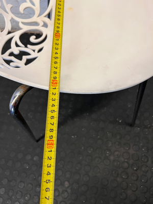 Pair of White Laser-Cut Motif Chairs - Minor Surface Wear & Rust - 2ndhandwarehouse.com