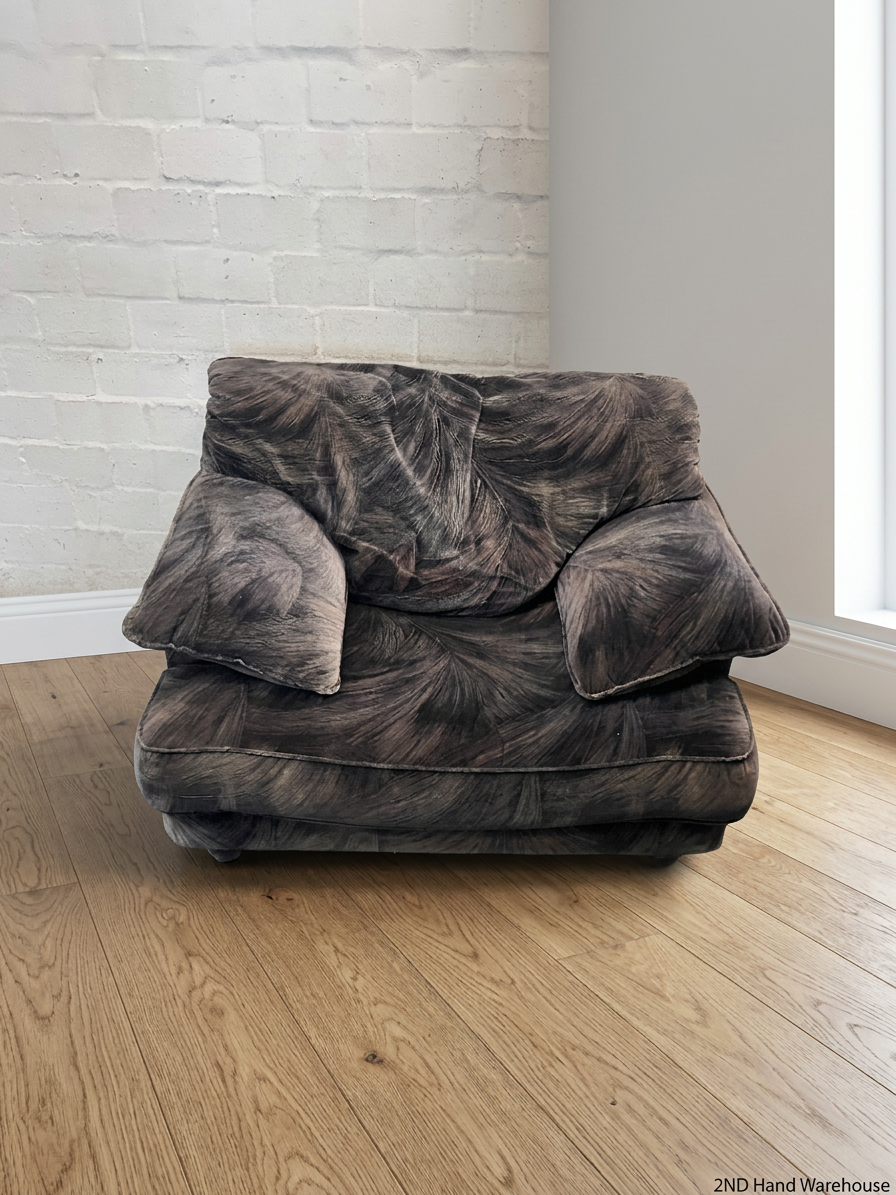 Oversized Fabric 1 Seater Couch with Feathered Pattern - REDUCED