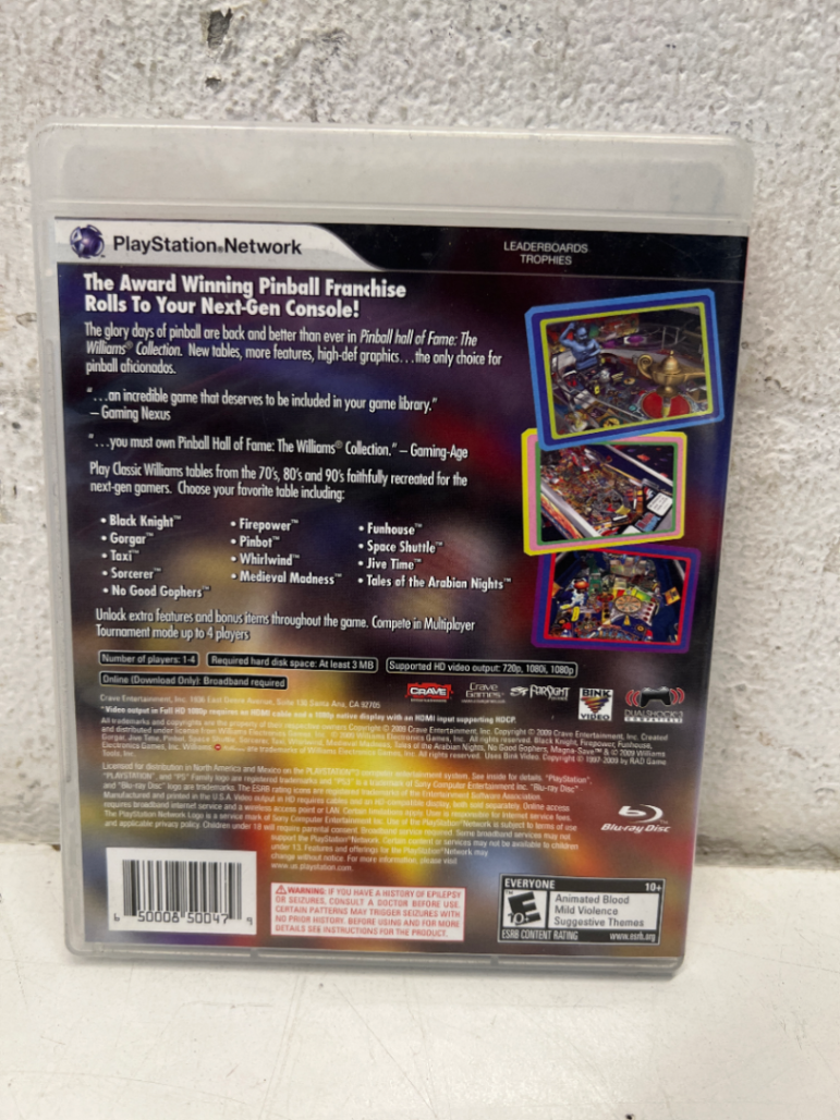 Pinball Hall of Fame: The Williams Collection (PS3) - Good Condition - 2ndhandwarehouse.com
