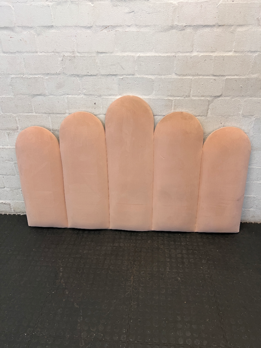 Pink Scalloped Queen Headboard - Distinct Staining & Wear - 2ndhandwarehouse.com