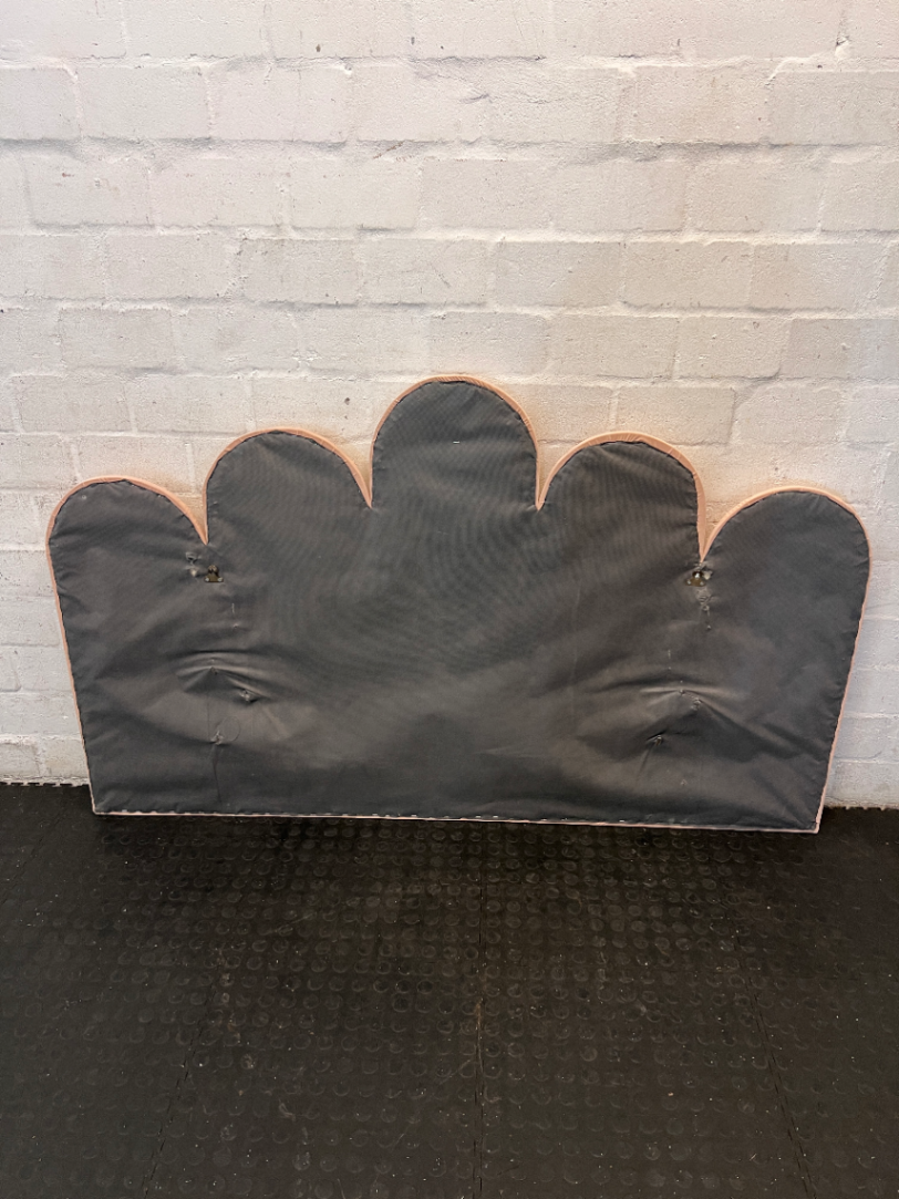 Pink Scalloped Queen Headboard - Distinct Staining & Wear - 2ndhandwarehouse.com