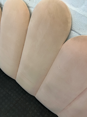 Pink Scalloped Queen Headboard - Distinct Staining & Wear - 2ndhandwarehouse.com