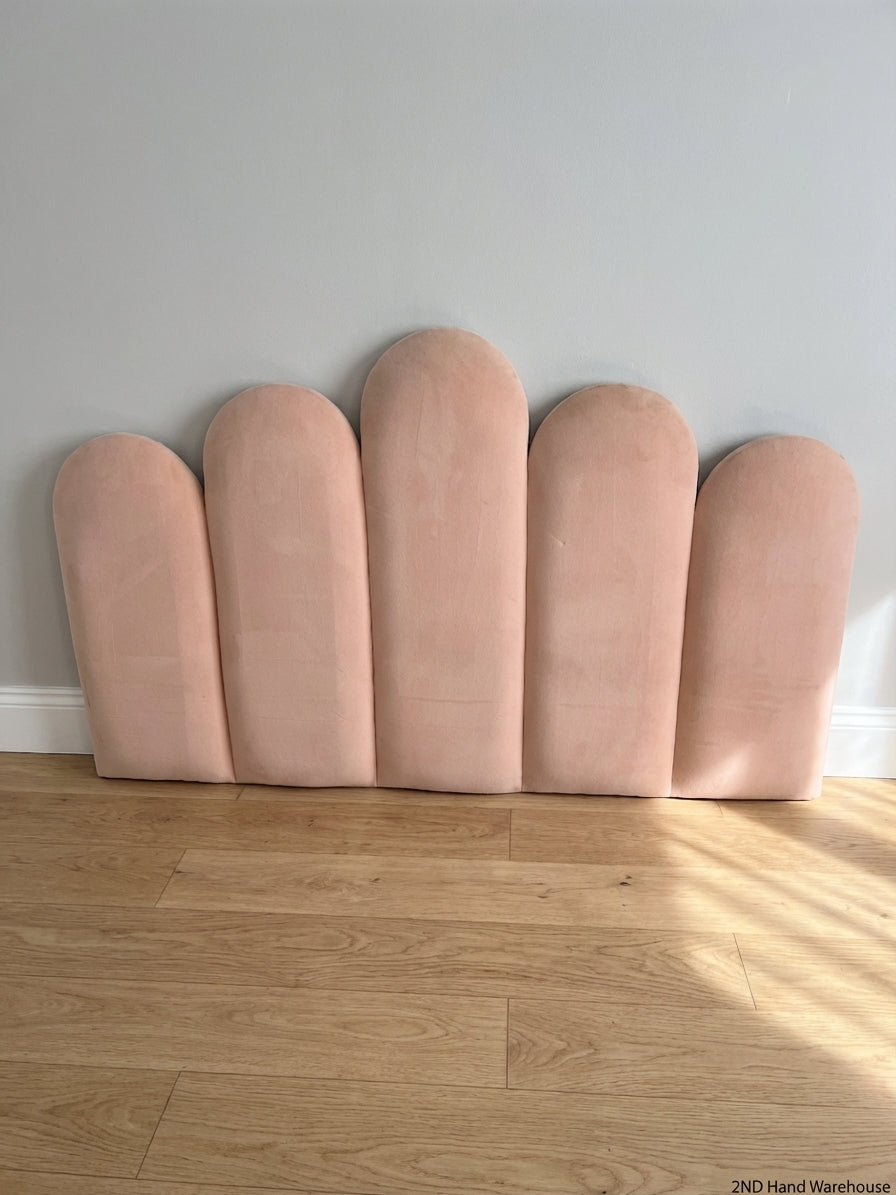 Pink Scalloped Queen Headboard - Distinct Staining & Wear - 2ndhandwarehouse.com