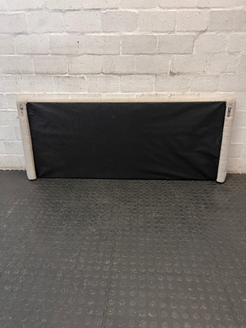 Plain Upholstered Double Headboard in Light Grey Fabric - 2ndhandwarehouse.com