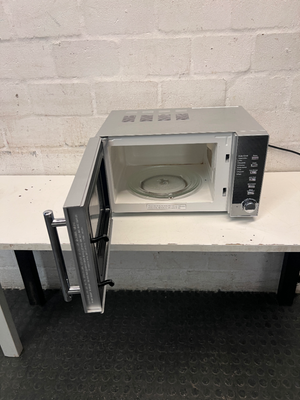 Platinum Metallic Silver Mirror Finish Microwave — Working Order; Used Condition