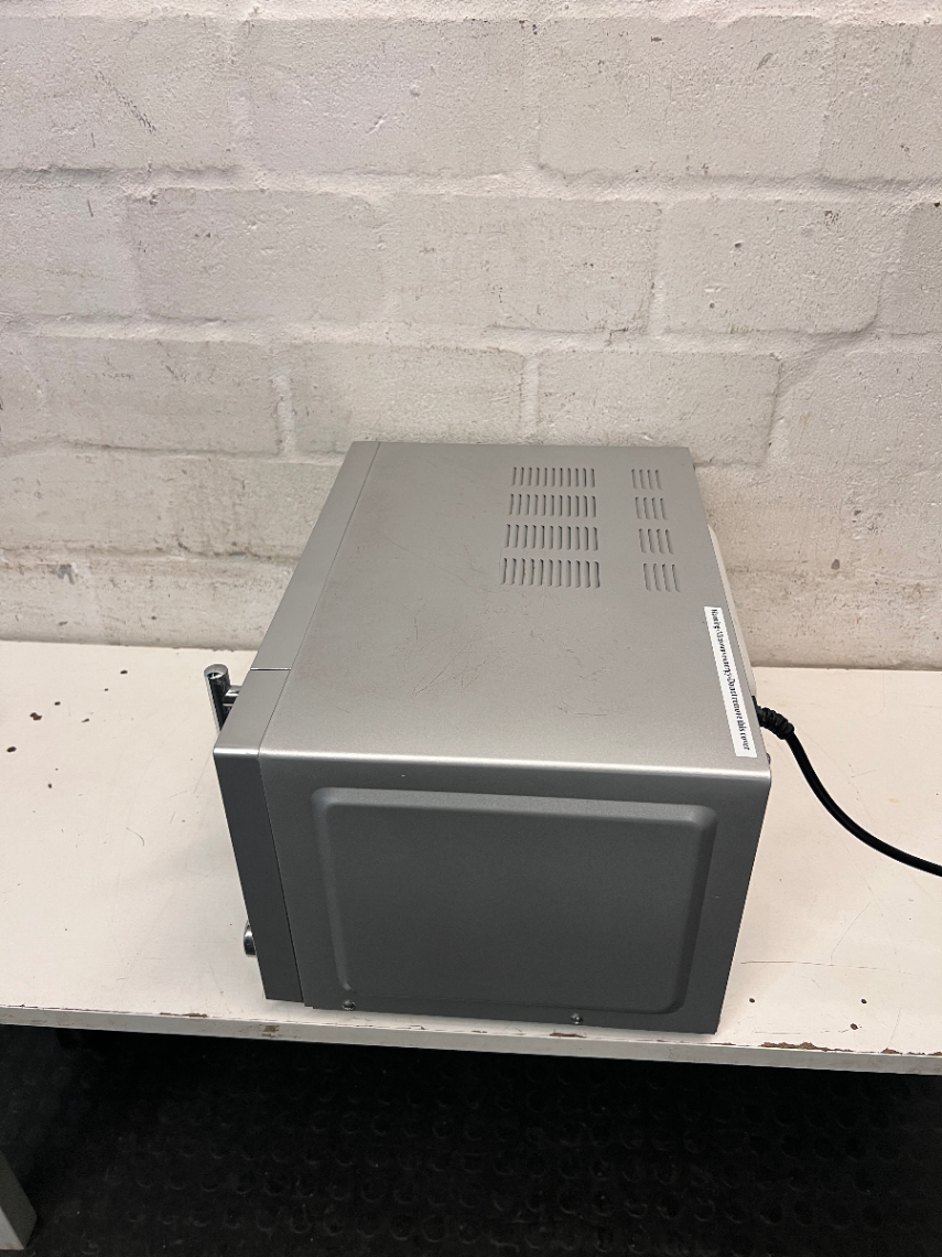 Platinum Metallic Silver Mirror Finish Microwave — Working Order; Used Condition