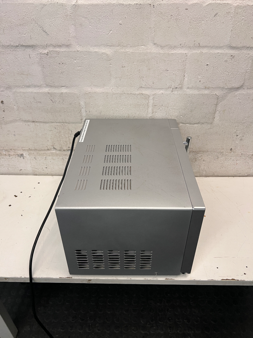 Platinum Metallic Silver Mirror Finish Microwave — Working Order; Used Condition