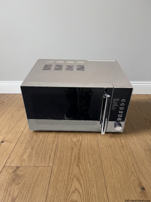 Platinum Metallic Silver Mirror Finish Microwave — Working Order; Used Condition