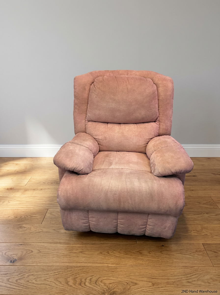 Plush Dusty Rose Fabric Recliner - Light Fading - 2ndhandwarehouse.com