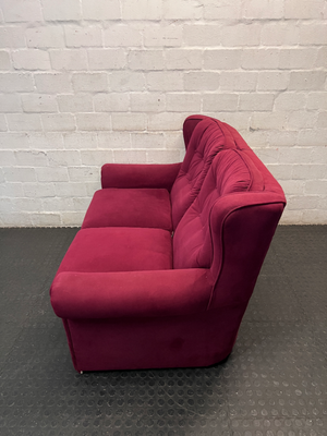Plush Purple Velvet 2 Seater Couch with Button Back — Good Condition