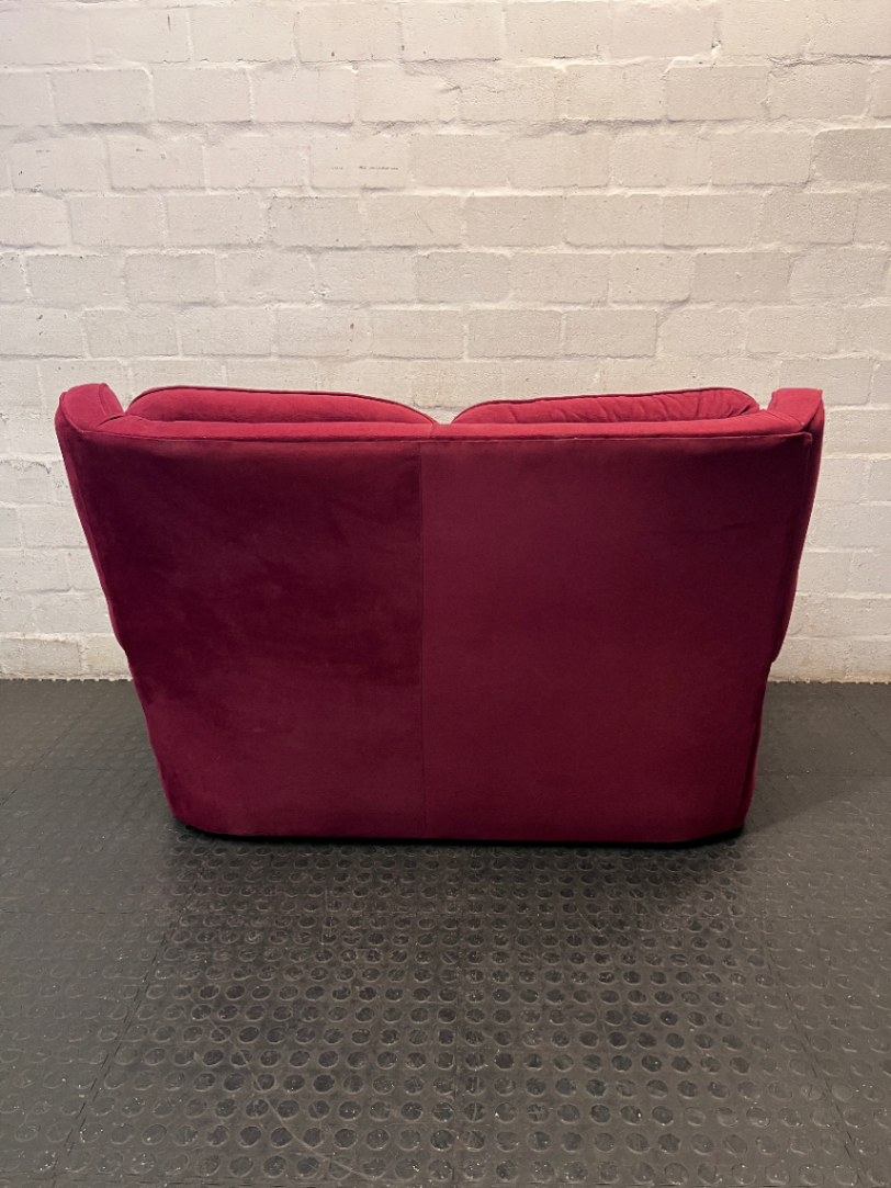 Plush Purple Velvet 2 Seater Couch with Button Back — Good Condition