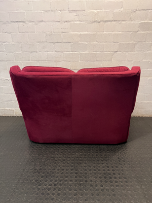 Plush Purple Velvet 2 Seater Couch with Button Back — Good Condition