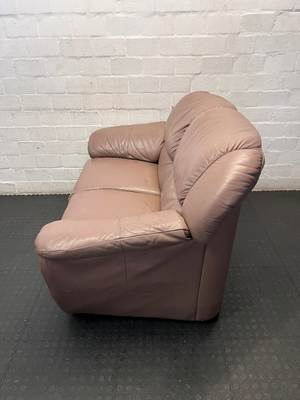 Plush Two Seater Leather Couch in Mauve-Brown - 2ndhandwarehouse.com