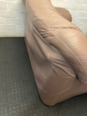 Plush Two Seater Leather Couch in Mauve-Brown - 2ndhandwarehouse.com