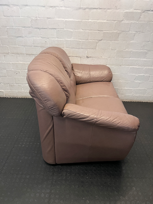 Plush Two Seater Leather Couch in Mauve-Brown - 2ndhandwarehouse.com