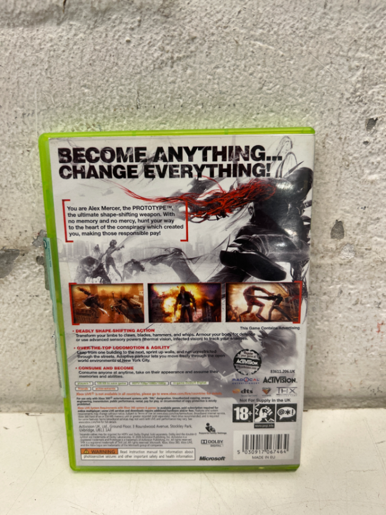 Prototype - Xbox 360 Game (Complete with Manual) - 2ndhandwarehouse.com