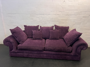 Purple Velvet-Look 3 Seater Couch - Small Hole at Back - 2ndhandwarehouse.com