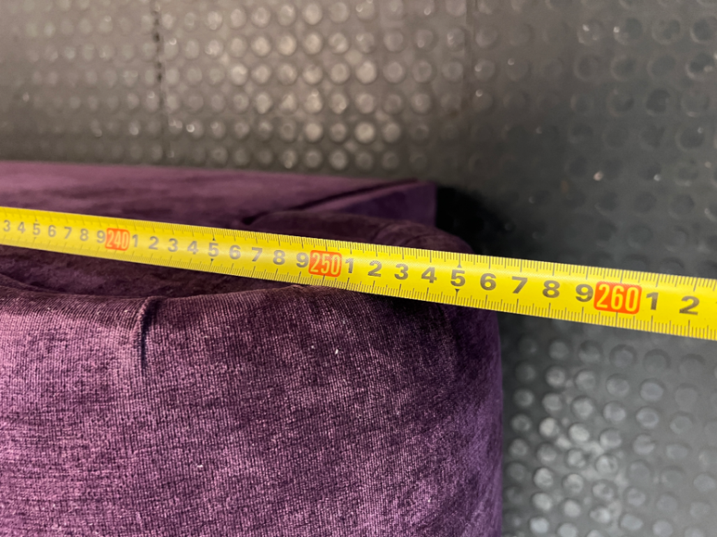 Purple Velvet-Look 3 Seater Couch - Small Hole at Back - 2ndhandwarehouse.com