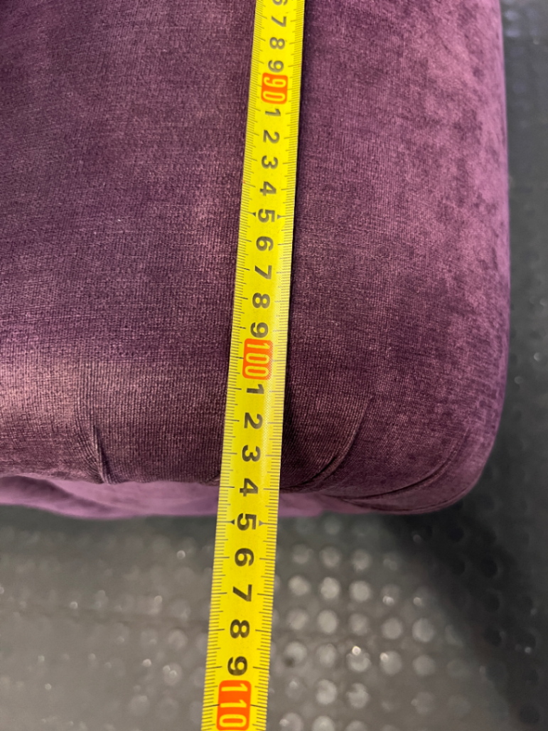 Purple Velvet-Look 3 Seater Couch - Small Hole at Back - 2ndhandwarehouse.com