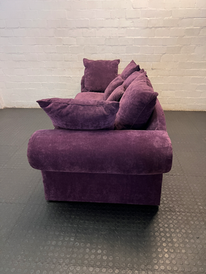 Purple Velvet-Look 3 Seater Couch - Small Hole at Back - 2ndhandwarehouse.com