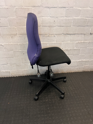 Purple and Black Armless Swivel Office Chair — Scuffed Arm Rests - 2ndhandwarehouse.com