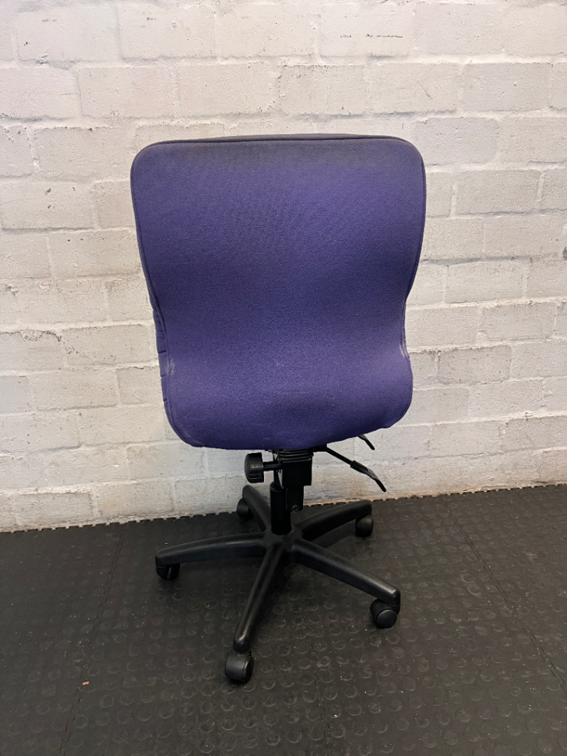 Purple and Black Armless Swivel Office Chair — Scuffed Arm Rests - 2ndhandwarehouse.com