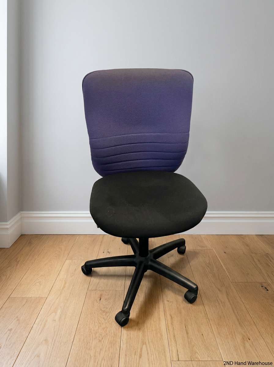 Purple and Black Armless Swivel Office Chair — Scuffed Arm Rests - 2ndhandwarehouse.com