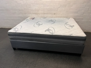 Queen Size Base and Mattress Set in Charcoal Grey — Clean and Pre-owned