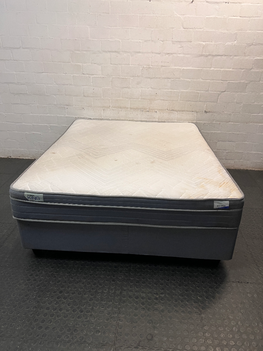 Queen Size Pillow-Top Mattress and Base Set — Localized Sagging and Surface Stain
