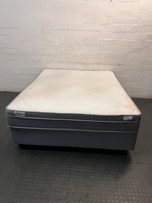 Queen Size Pillow-Top Mattress and Base Set — Localized Sagging and Surface Stain