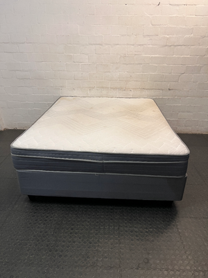 Queen Size Pillow-Top Mattress and Base Set — Localized Sagging and Surface Stain