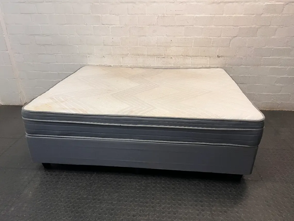 Queen Size Pillow-Top Mattress and Base Set — Localized Sagging and Surface Stain